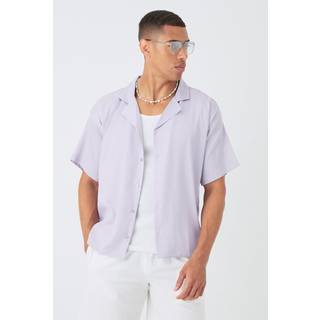 Mens Lilac Short Sleeve Boxy Satin Look Shirt