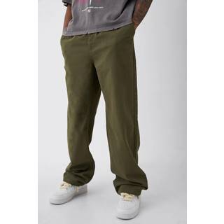 Mens Tall Elasticated Waist Drawcord Detail Relaxed Fit Trouser In Khaki