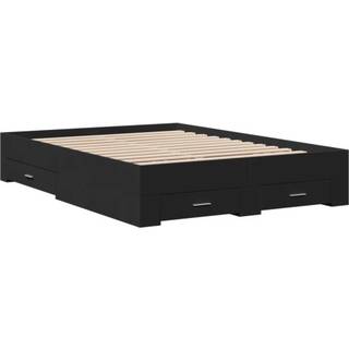 Sengeramme Med Skuffer Konstrueret Træ - Sort / 120 x 200 cm