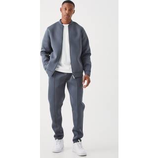 Mens Dark Grey Bonded Scuba Bomber Jacket & Jogger
