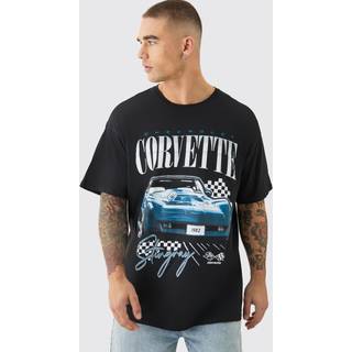 Mens Black Oversized Corvette License T-shirt