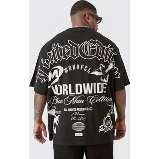 Mens Plus Limited Edition Moto Over The Seam Graphic Back Print T-shirt In Black