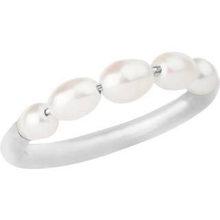 Bybiehl Aura sølv ring med hvide perler - Str. 56