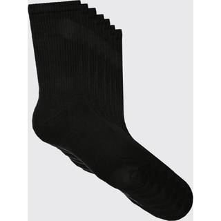 Mens Black 7 Pack Plain Sport Socks