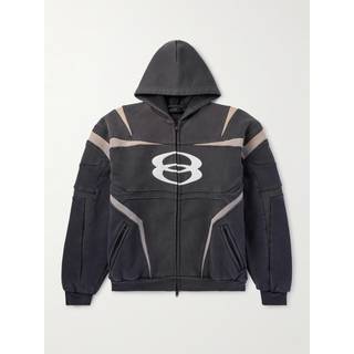 Balenciaga - Logo-Embroidered Panelled Cotton-Blend Zip-Up Hoodie - Men - Black - 1