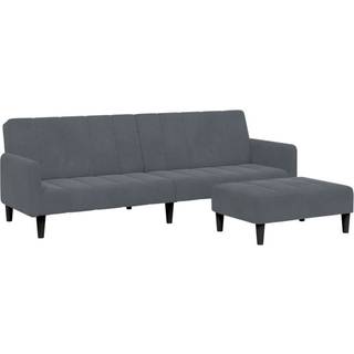 2-personers sovesofa med fodskammel velour mørkegrå