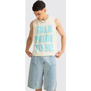 Mens Black Boxy Talk Pride To Me Distressed vest