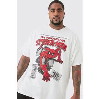 Mens White Plus Oversized Spiderman License T-shirt