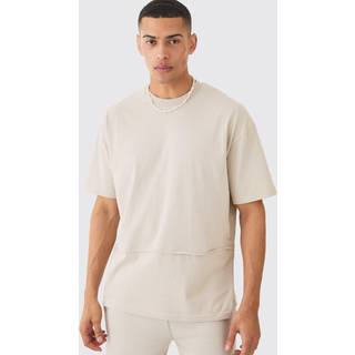 Mens Stone Oversized Raw Layer T-shirt