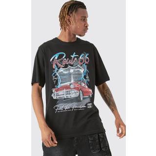 Mens Tall Route 66 Racer Printed T-shirt In Black