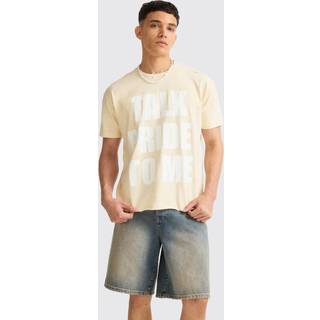 Mens Orange Boxy Talk Pride To Me Distressed T-shirt
