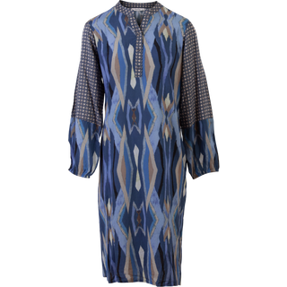 ZbyZ Dame Kjole Plus Size - Blue Combi - 50/52