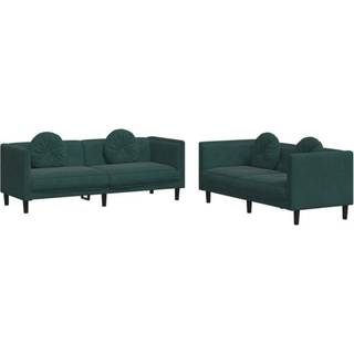 Sofasæt 3 Dele Med Puder Velour - Mørkegrøn / 2-personers 3-personers