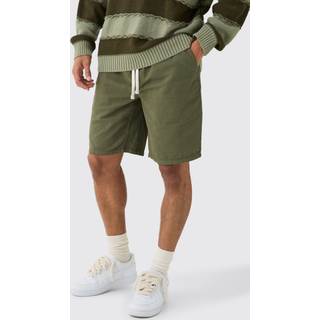 Mens Elasticated Waist Drawcord Detail Relaxed Fit Shorts In Khaki