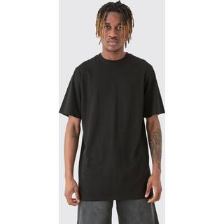 Mens Black Tall Basic Longline Crew Neck T-shirt