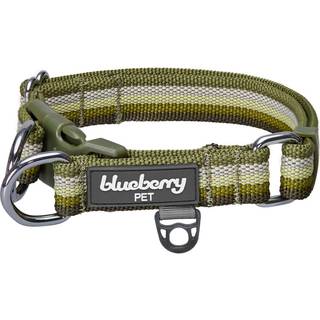 Blueberry Pet 3m Reflekterende hundehalsb?nd | Justerbar hundekrave m/flerfarvet stribe - oliven | Nylon Pet Collars til hunde og reffektivt hund