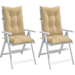 Stolehynder Med Høj Ryg Stof Cremefarvet - 2 / meleret beige / 120 x 50 x 7 cm