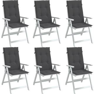 Stolehynder Med Høj Ryg Stof Cremefarvet - 6 / meleret antracitgrå / 120 x 50 x 4 cm