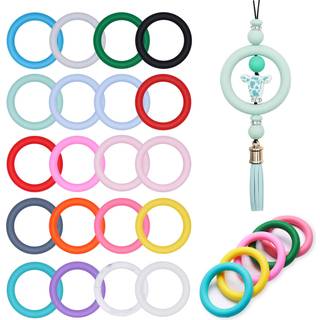APCGSM 20pcs Silikone Beadable O -ringe 65 mm rund silikone perle loop med 2 hulfokale rammer silikone vedh?ng til DIY n?glering halsk?de, hvilke