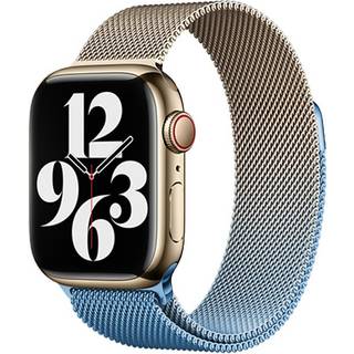 Apple Watch (38/40/SE/41/42mm) Gradient Magnetic Stainless Steel Strap - Guld / Blå
