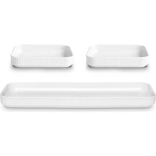 Plissé Fadsæt rektangulært 3 dele fra Pillivuyt - Hvid farve - Ovnfast porcelæn