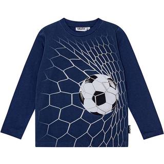 Molo GOTS Reif Langærmet T-shirt Goal Blue 110 cm  Blå  110 cm  mand