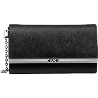 MK Mona Large Saffiano Leather Clutch - Black - Michael Kors - ONE SIZE