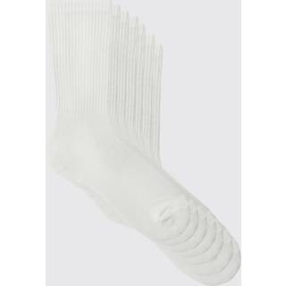 Mens White 7 Pack Plain Sport Socks