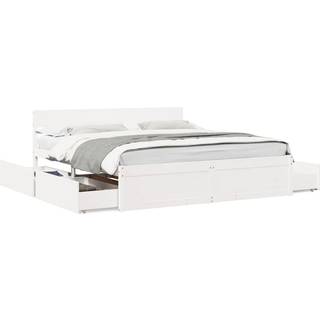 Sengeramme Uden Madras Massivt Fyrretræ - Hvid / 180 x 200 cm