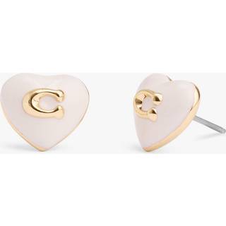Coach Gold White Heart Studs - Gold