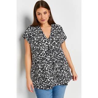 Yours Curve Yours Curve Black Pleated Grown On Sleeve T-Shirt