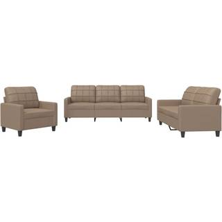 Sofasæt 3 Dele Kunstlæder - Cappuccino / med hynder