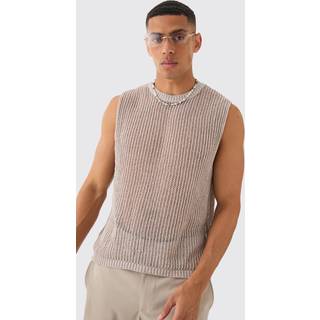 Mens Stone Open Stitch vest