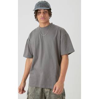 Mens Charcoal Oversized Extended Neck Heavyweight T-shirt