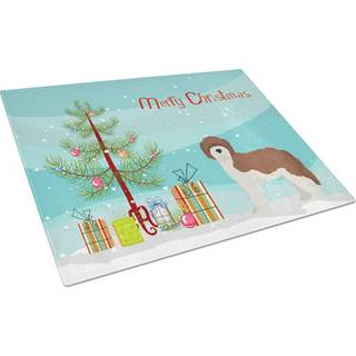 Caroline's Treasures CK3867LCB Sheepadoodle Christmas Tree Glass Cutting Board Stor dekorativt tempereret glasskæreskæring og serveringsplade Sto