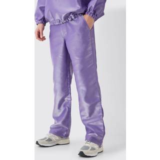 Mens Purple Liquid Metallic Parachute Trousers