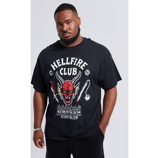 Mens Black Plus Stranger Things Hellfire License T-shirt