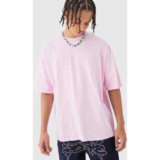 Mens Lilac Oversized Extended Neck Basic T-shirt