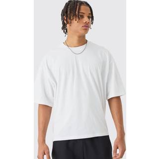 Mens White Basic Oversized Boxy Crew Neck T-shirt