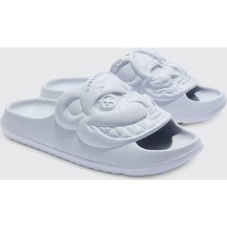 Mens Light Grey Perforated Evil Teddy Slider