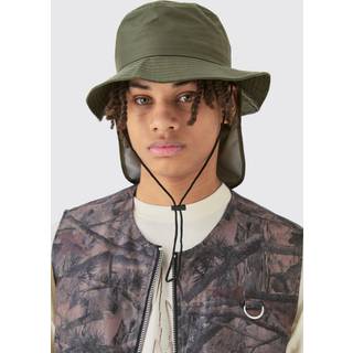 Mens Nylon Neck Flap Boonie Hat In Khaki