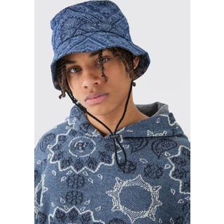 Mens Bandana Denim Boonie Hat In Black