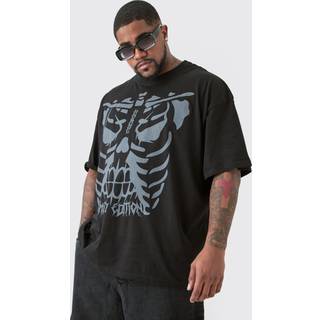 Mens Plus Skeleton Graphic T-shirt In Black