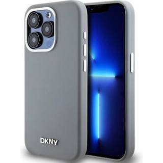 iPhone 15 Pro DKNY Liquid Silicone Metal Logo Cover - Magsafe-kompatibel - Grå