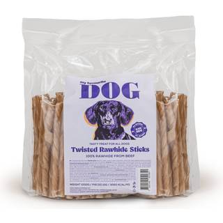 Twisted Rawhide Sticks Natural - 100 pakker / 12 cm