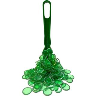Hr. Chips lavet i USA Bingo Magnetic Wand & Inch Green Plastic Chips med metalringe - 100 opgraderede stykker Bingo Chips Magnetic Support Americ