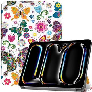 EIDERWOOD iPad Pro 11" (2024) Tri-Fold Kunstlæder Flip Cover m. Vågeblus Funktion - Sommerfugle