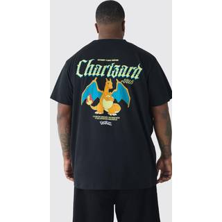 Mens Black Plus Pokemon Charizard License Back Print T-shirt