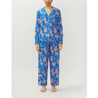 Desmond & Dempsey Desmond & Dempsey Chango Blue/Pink Long Pyjamas Set