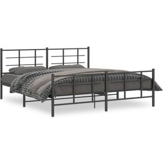Sengeramme Med Sengegavl Metal - Sort / med hovedgærde og fodgærde / 183 x 213 cm